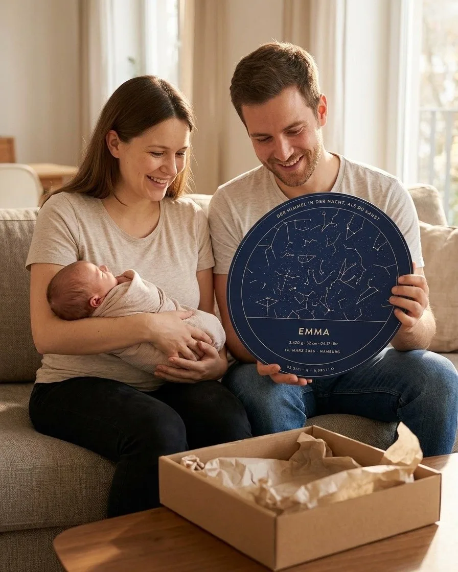 Sternenhimmel-Wandlicht wird aus dem Geschenkkarton genommen